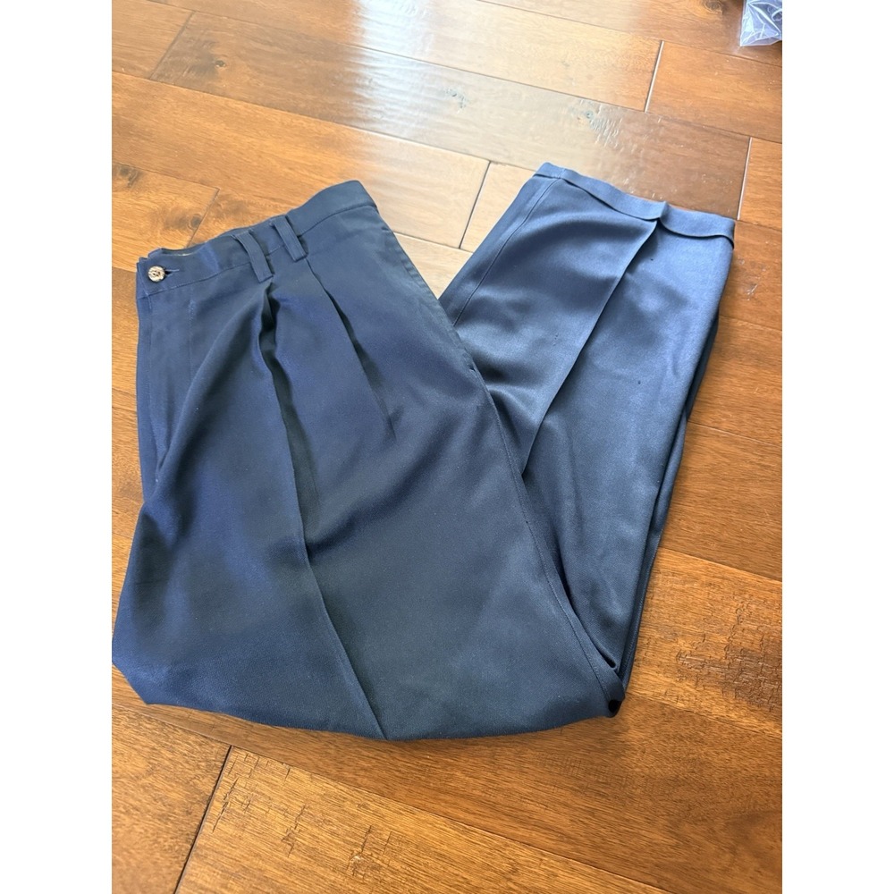 Tommy Bahama Pleated Silk Dress Pants Mens Size 38 Navy Blue Bamboo Trousers